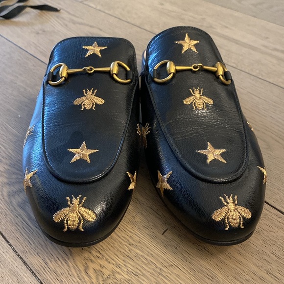 Gucci Princetown black mules with gold bees and stars - Picture 4 of 9